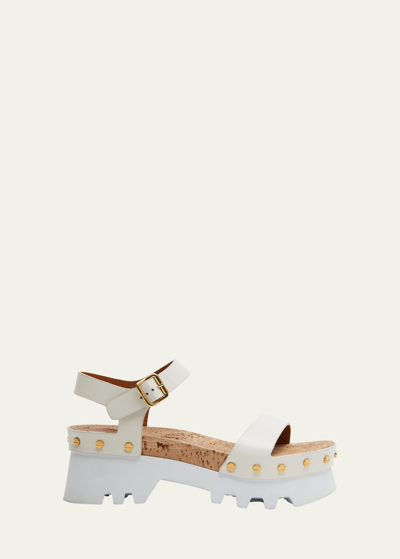 Chloé Owena Ankle-strap Leather Sandals In Blanc