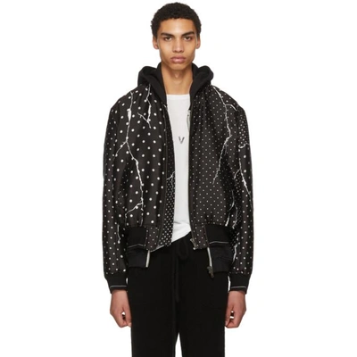Haider Ackermann Polka-dot Twill Bomber Jacket In Black Haider Ackermann Polka-dot Twill Bomber Jacket In Black