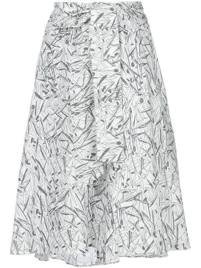 Chalayan Flared Print Skirt In White