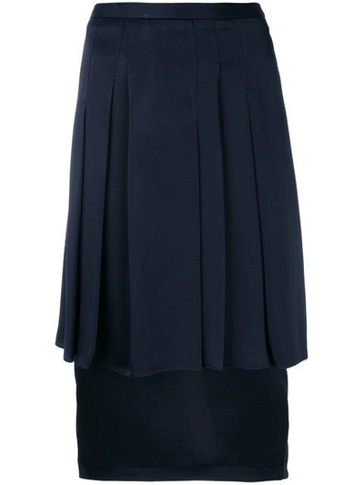 Chalayan Pleated-layer Pencil Skirt In Blue
