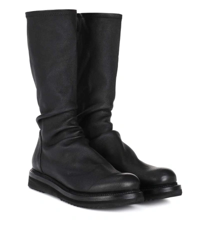 Rick Owens Leather Boots In Black