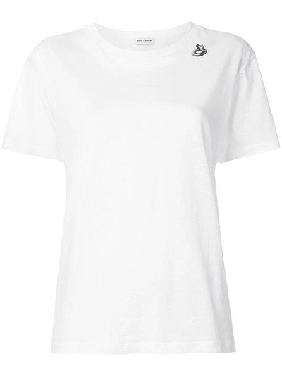 Saint Laurent Swan Print T-shirt In White
