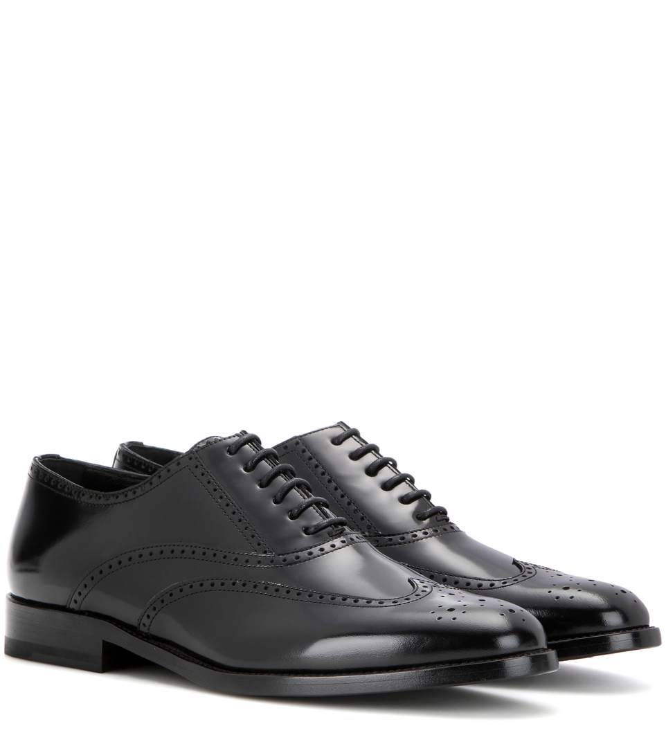 Saint Laurent Leather Oxford Shoes In Eero | ModeSens