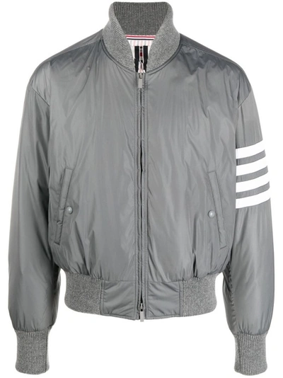Thom Browne 4-bar Stripe Bomber Jacket In Grey