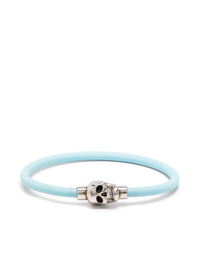 Alexander Mcqueen Skull-detail Bracelet In 4343 New Spr.blue/ A.silv