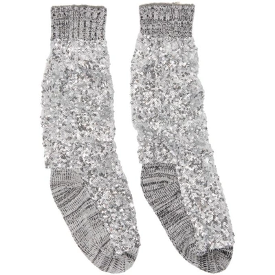 Sacai Grey Super Spangle Socks In 301 Gray