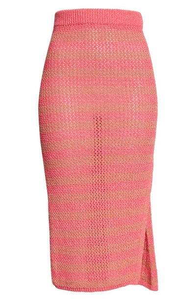 Rag & Bone Carson Stripe Knit Skirt In Pink Multi