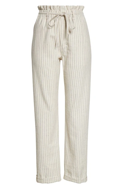 Rag & Bone Paperbag Waist Stripe Cotton Blend Pants In Naturalstr