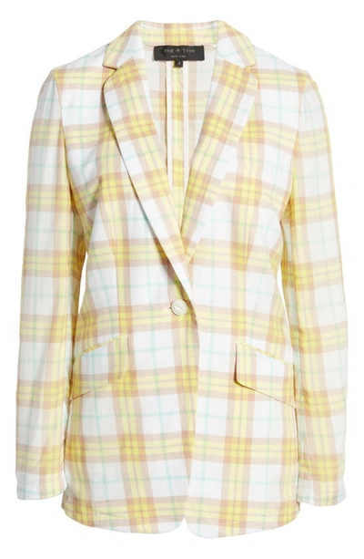 Rag & Bone Margot Plaid Blazer In Pastel Yellow