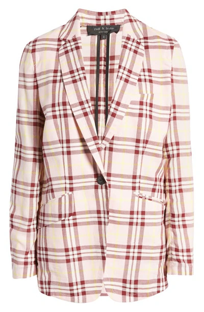 Rag & Bone Margot Plaid Blazer In Baby Pink