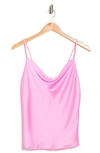 Renee C Satin Cowl Neck Camisole In Bright Pink