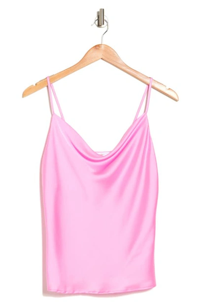 Renee C Satin Cowl Neck Camisole In Bright Pink
