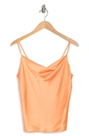 Renee C Satin Cowl Neck Camisole In Melon