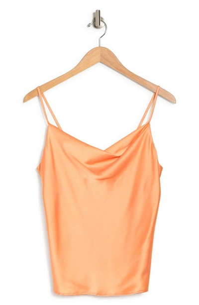 Renee C Satin Cowl Neck Camisole In Melon