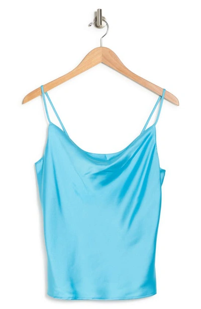 Renee C Satin Cowl Neck Camisole In Neon Blue