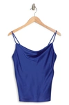Renee C Satin Cowl Neck Camisole In Royal Blue