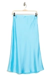 Renee C Solid Satin Midi Skirt In Neon Blue