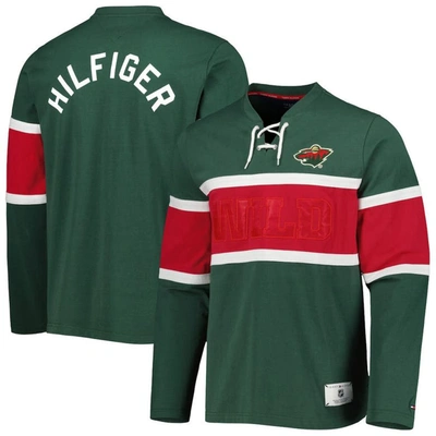 Tommy Hilfiger Green Minnesota Wild Walter Lace-up Long Sleeve Top