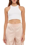 Grey Lab Racerback Crop Tank In White