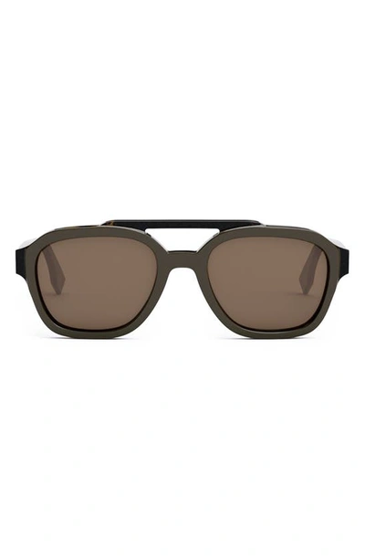 Fendi 52mm Aviator Sunglasses In Dark Brown/ Brown