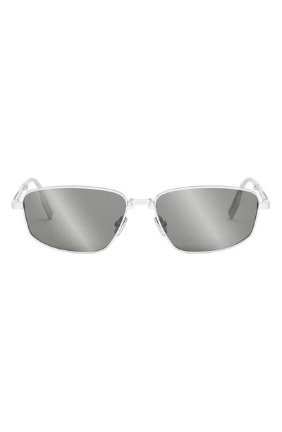 Dior 90 57mm Folding Mirrored Aviator Sunglasses In Shiny Palladium / Smoke Mirror