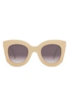 Celine Bold 3 Dots 49mm Small Gradient Square Sunglasses In Shiny Beige / Mirror Violet
