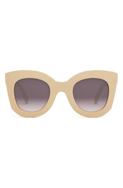 Celine Bold 3 Dots 49mm Small Gradient Square Sunglasses In Shiny Beige / Mirror Violet