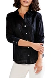 Nic + Zoe Crinkle Button-up Cotton Shirt In Black Onyx