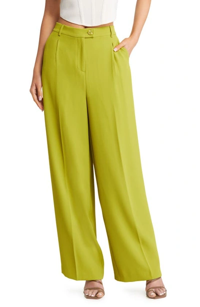 Open Edit Wide Legs Work Pants In Olive Seed