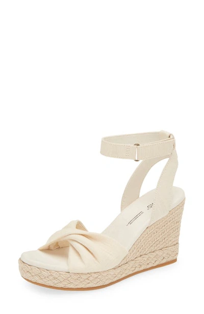 Toms Marise Ankle Strap Espadrille Wedge In White