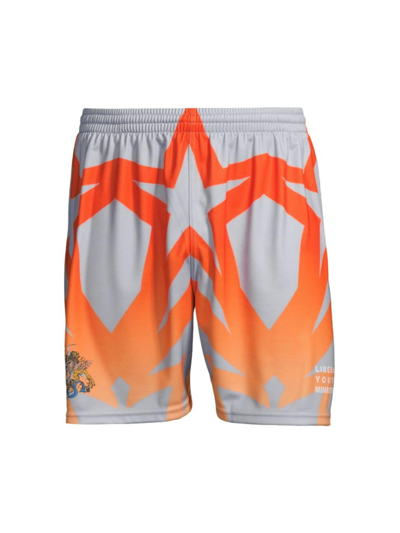 Liberal Youth Ministry Techno Printed Football Shorts In Grey