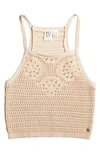 Roxy Malibu Crush Pointelle Stitch Crop Tank In Tapioca