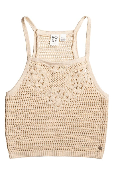 Roxy Malibu Crush Pointelle Stitch Crop Tank In Tapioca