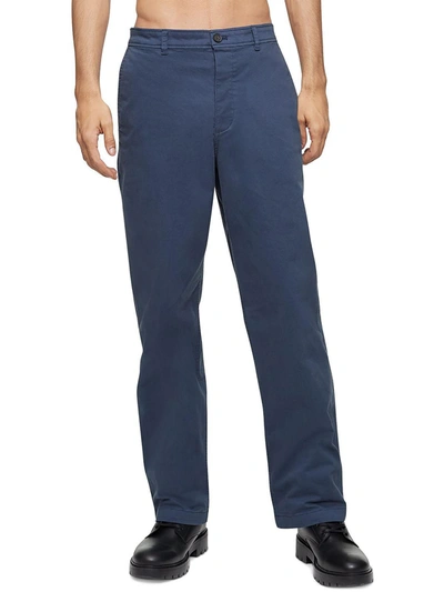 Calvin Klein Mens Mid Rise Stretch Chino Pants In Blue