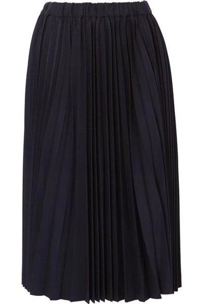 Comme Des Garcons Girl Pleated Wool-twill Skirt In Navy