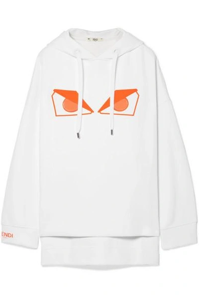 Fendi Wonders Oversized Appliquéd Ponte Hooded Top In White