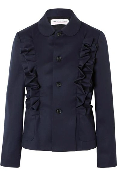 Comme Des Garcons Girl Ruffled Wool-twill Jacket In Navy