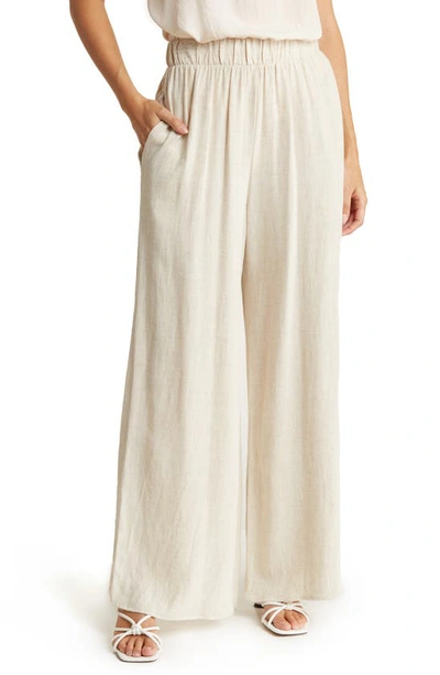 Renee C Wide Leg Linen Blend Pants In Linen
