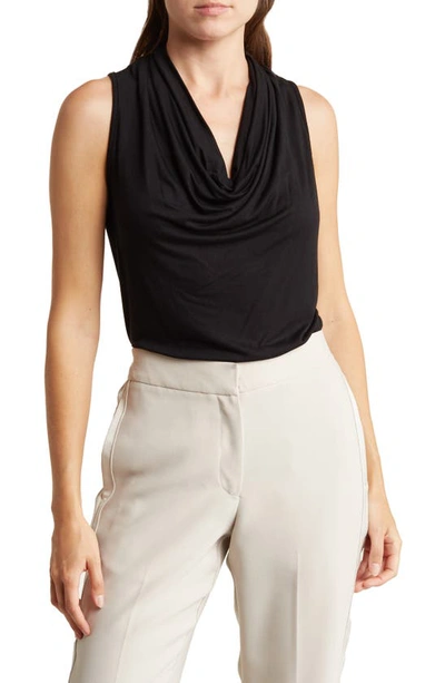 Renee C Sleeveless Cowl Neck Top In Black