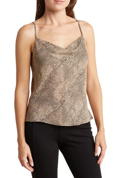Renee C Ditsy Leopard Print Camisole In Taupe