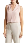 Renee C Solid V-neck Sleeveless Top In Blush