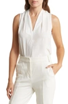 Renee C Solid V-neck Sleeveless Top In Ivory