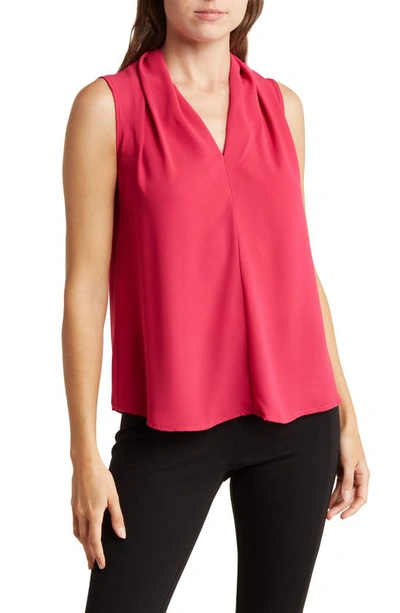 Renee C Solid V-neck Sleeveless Top In Magenta