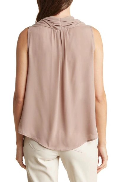 Renee C Solid V-neck Sleeveless Top In Taupe