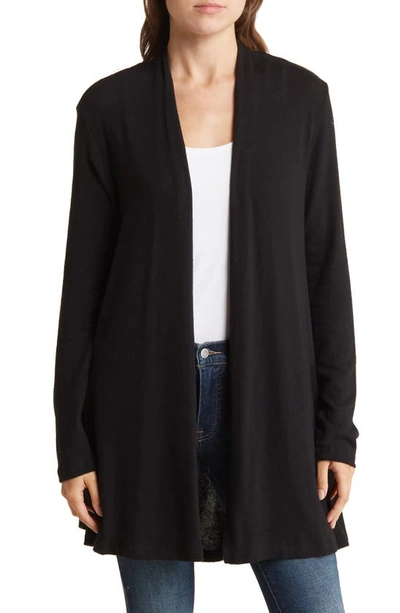 Renee C Brushed Knit Open Front Cardigan In Black