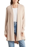 Renee C Brushed Knit Open Front Cardigan In Taupe