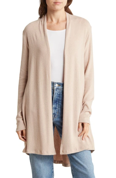 Renee C Brushed Knit Open Front Cardigan In Taupe