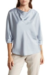 Renee C Cowl Neck Satin Blouse In Seafoam Blue