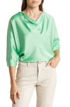 Renee C Cowl Neck Satin Blouse In Tea Green