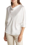 Renee C Cowl Neck Satin Blouse In White